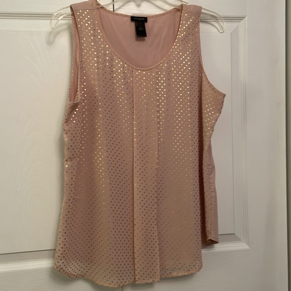 NWOT Ann Taylor Sleeveless Dressy Top or Tank with Gold Tone Polka Dots Medium - Picture 12 of 12